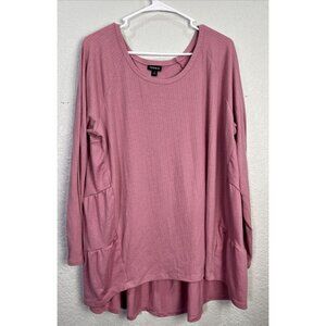 Torrid‎ Womens Tiered Smocked Tunic Top Size 3X Long Sleeve Hi Low Hem Babydoll